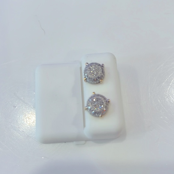 D&D DESIGNER STUD EARRING ROUND BEADED STAMPED 925 14kt GOLD SETTING SCREW BACK - Picture 2 of 6